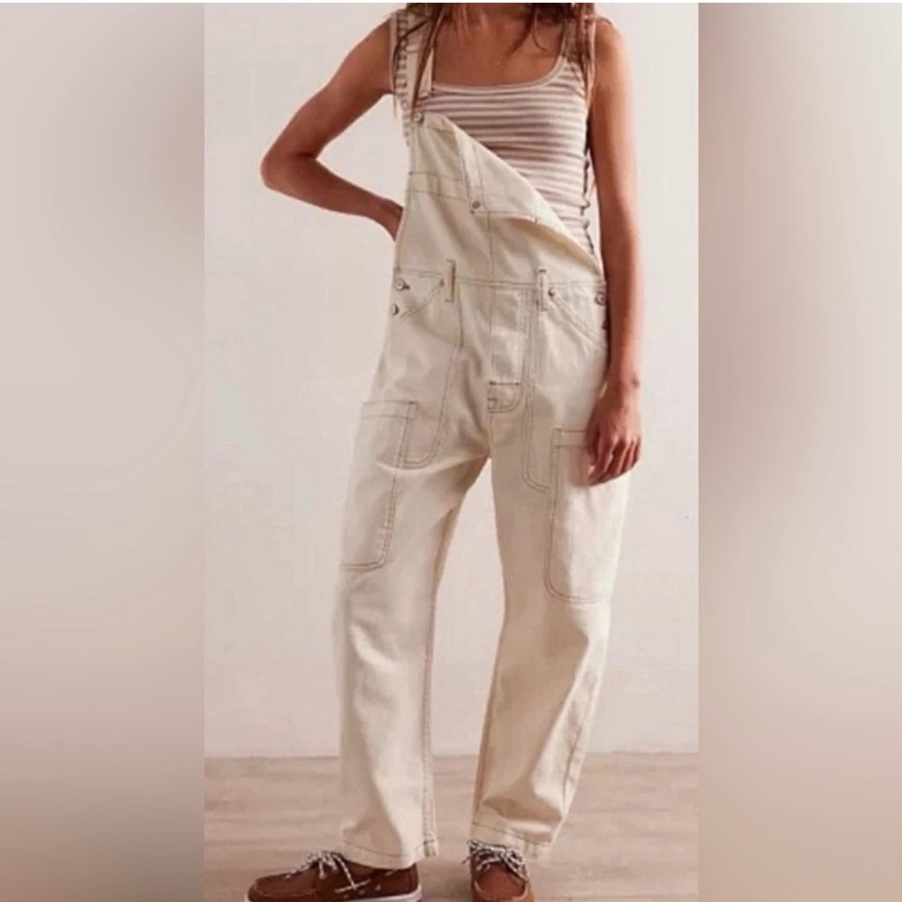 We The Free Way Back Overalls Small ECRU (Cream color)
